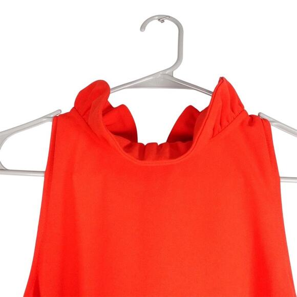 EUC Pomander Place Blythe Red Ruffle Collar Bow Tie Back Dress XS 2568-36 - Picture 3 of 9